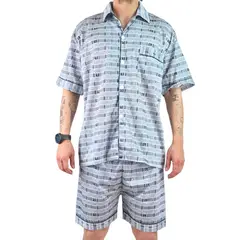 LIKE SHOP - Pijama Hombre Verano Short Y Polera Con Botones 483
