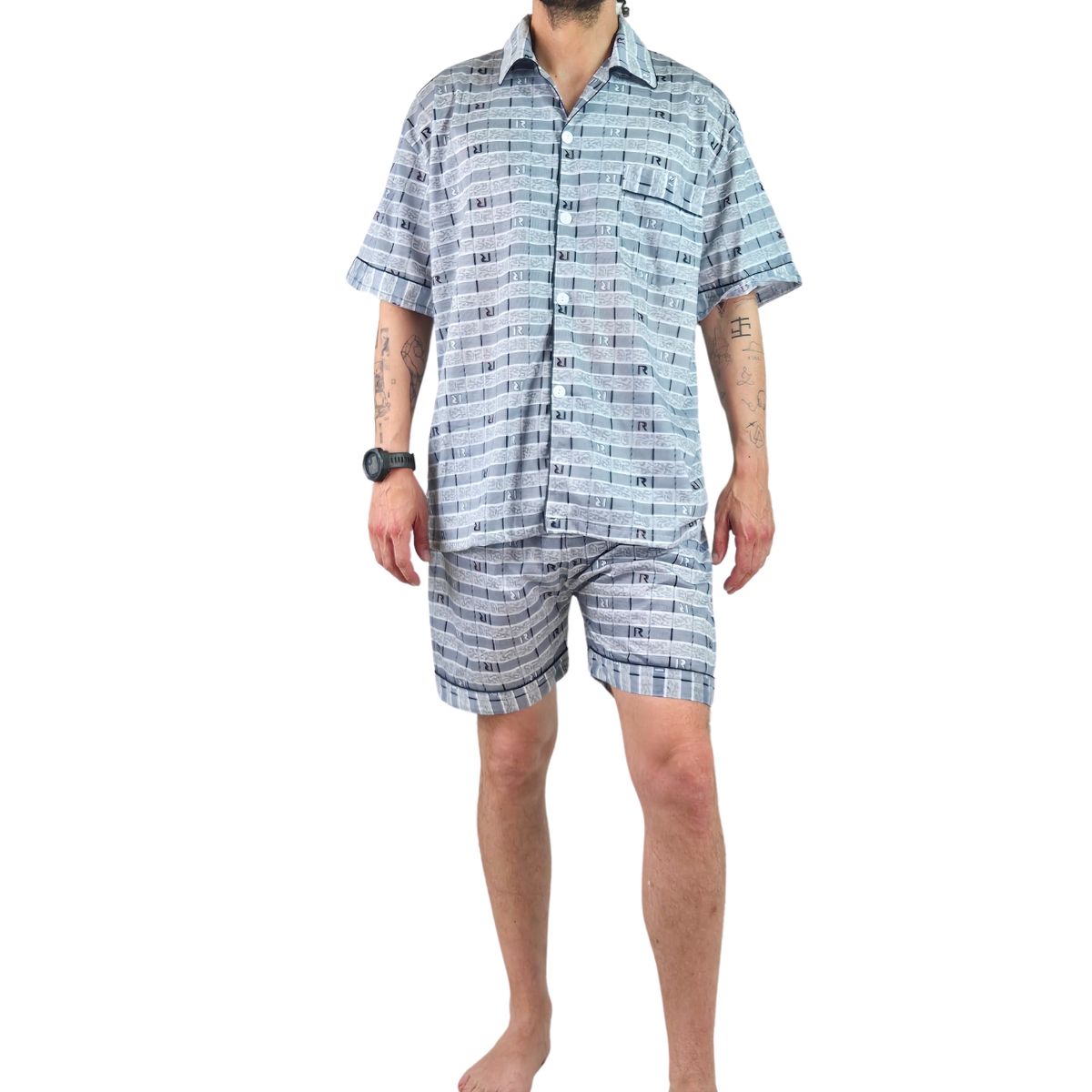 LIKE SHOP - Pijama Hombre Verano Short Y Polera Con Botones 483