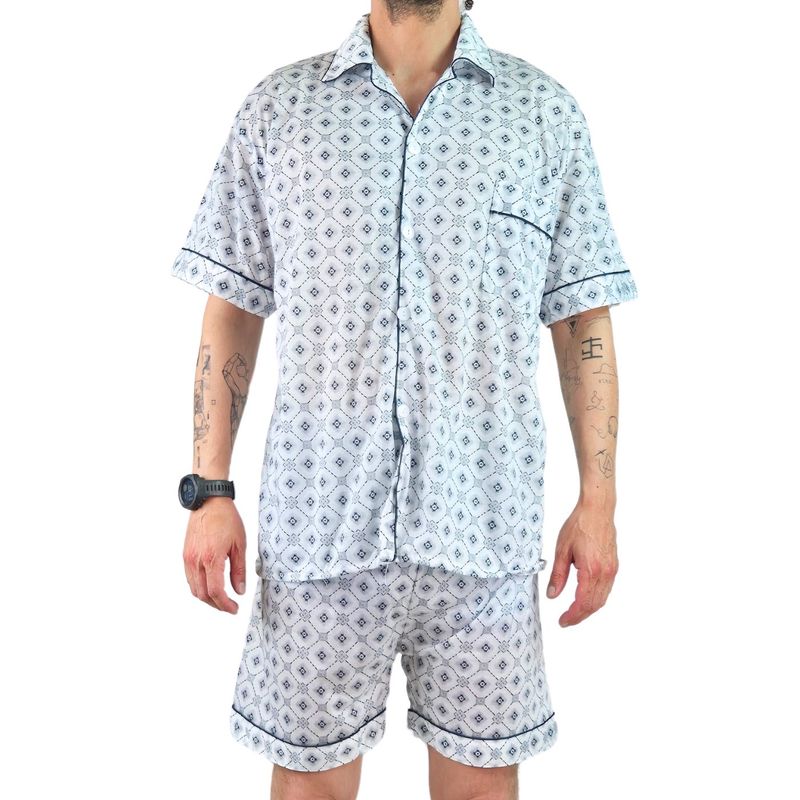 MPROPIA - Pijama Hombre Verano Short Y Polera Con Botones 483