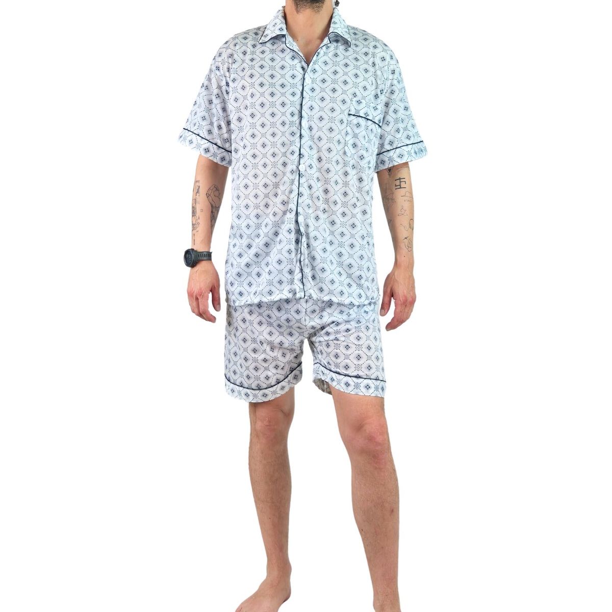 LIKE SHOP - Pijama Hombre Verano Short Y Polera Con Botones 483