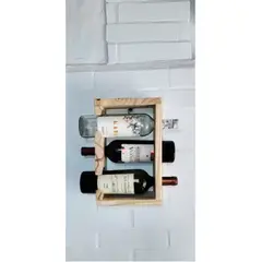 GENERICO - Vinoteca Cava Porta Vino Madera Pino 3 Botellas Horizontales