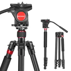 NEEWER - Trípode Monopie De Cámara 181cm con Cabezal Plana de Arrastre Fluido