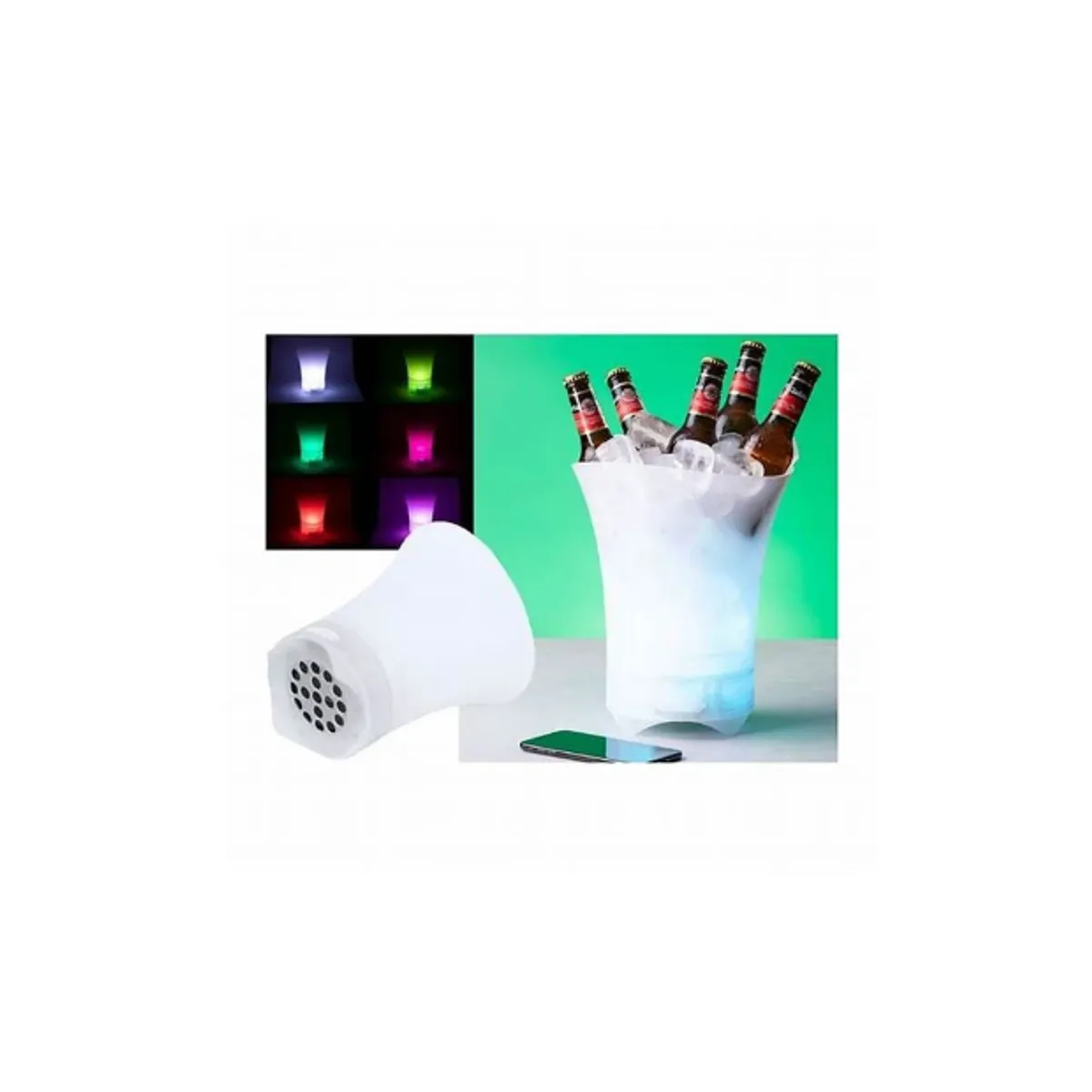 GENERICO - HIELERA PARLANTE CUBETERA LED CON BLUETOOTH