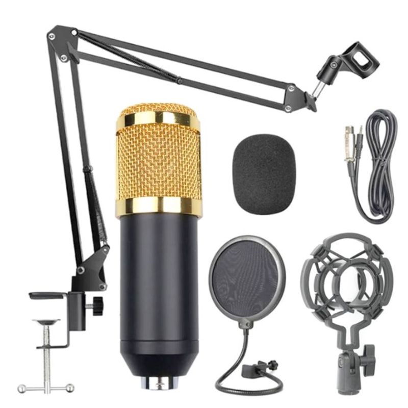 GENERICO - Kit Micrófono Condensador Con Brazo Metal Para Sobre Mesa Plug 35mm