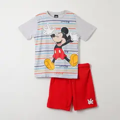 DISNEY - Pijama Corto Niño Mickey Alegre Gris