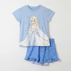 DISNEY - Pijama Corto Niña Frozen Nieve Celeste