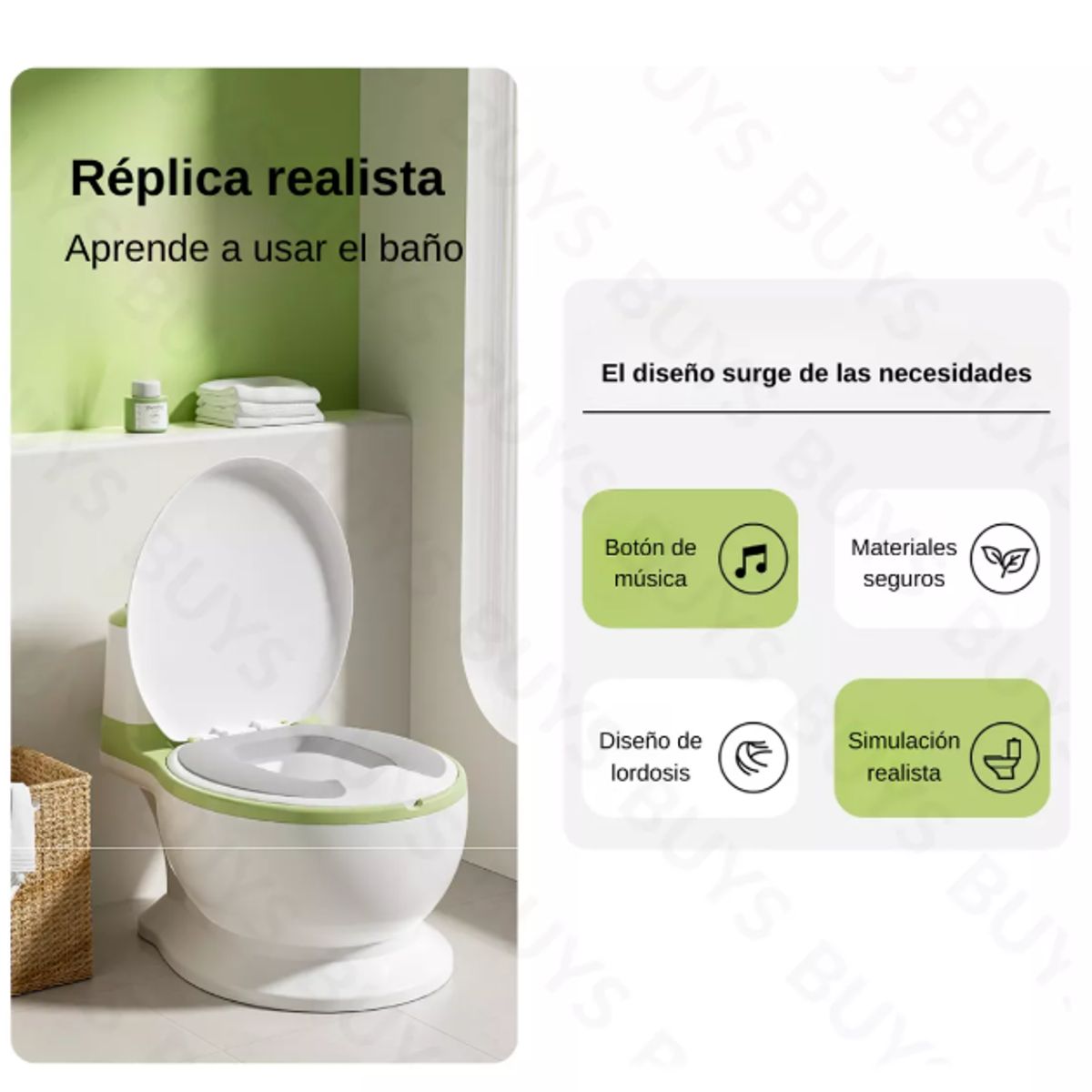 GENERICO - Pelela Bebé Tipo Inodoro Asiento Acolchonado Sonido Wc VERDE