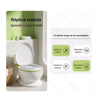 Imagen 2 del producto Pelela Bebé Tipo Inodoro Asiento Acolchonado Sonido Wc VERDE