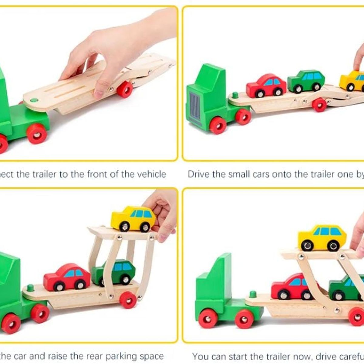 GENERICO - Camión de madera didáctico con rampla y autos