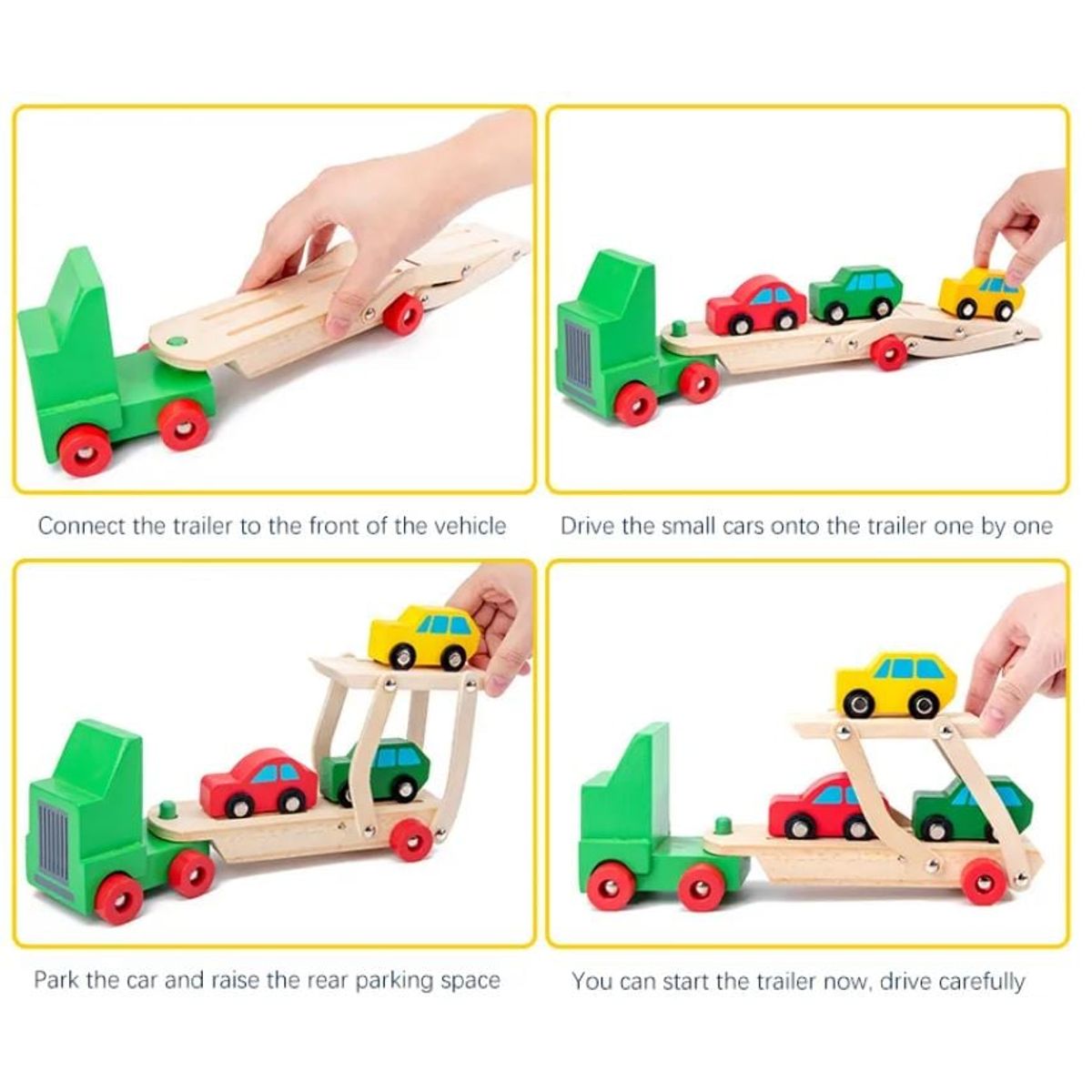 GENERICO - Camión de madera didáctico con rampla y autos