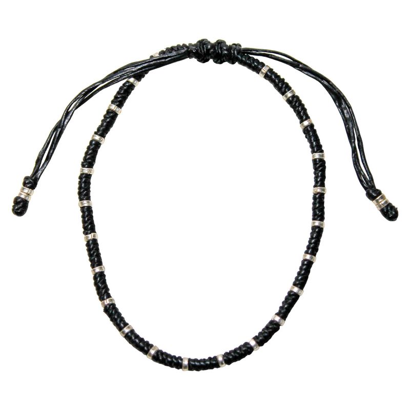 ANDREA COGGIOLA JOYAS - Pulsera Arandelas Plata Fina 925 Cordón Negro