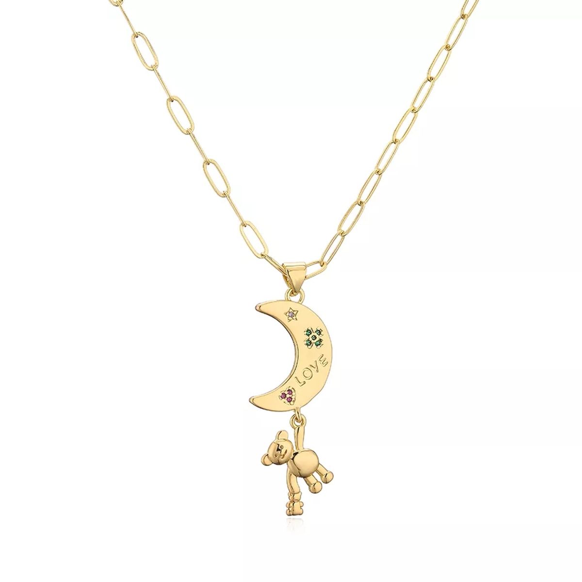 LUXURYJOYAS - Collar Oso Oro 18kt baño Gemas preciosas  teddy
