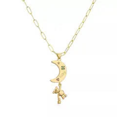 LUXURYJOYAS - Collar Oso Oro 18kt baño Gemas preciosas teddy