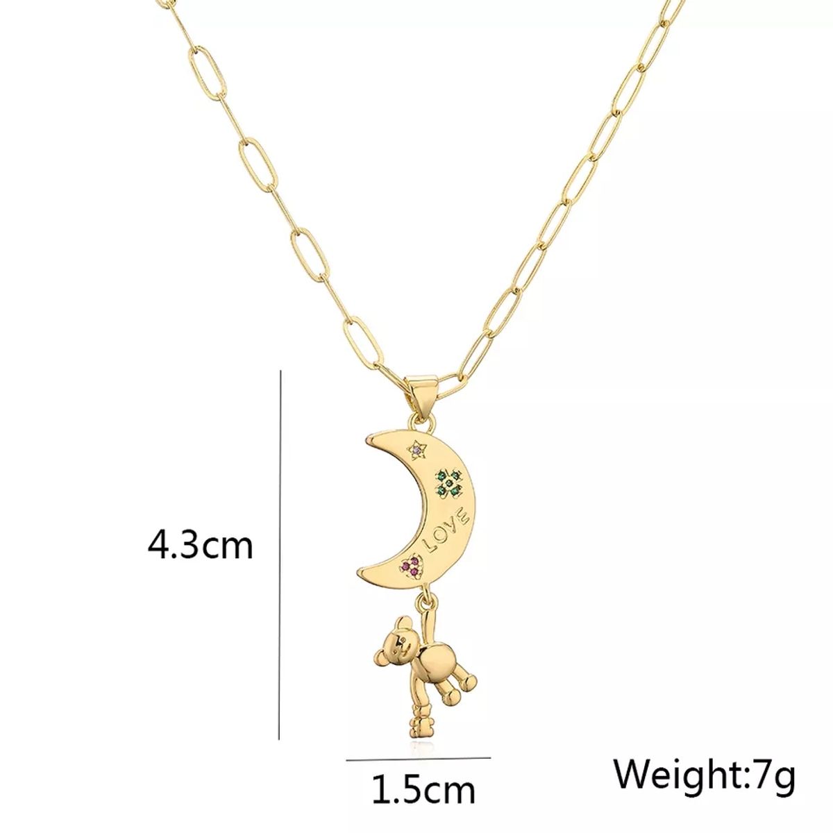 LUXURYJOYAS - Collar Oso Oro 18kt baño Gemas preciosas  teddy
