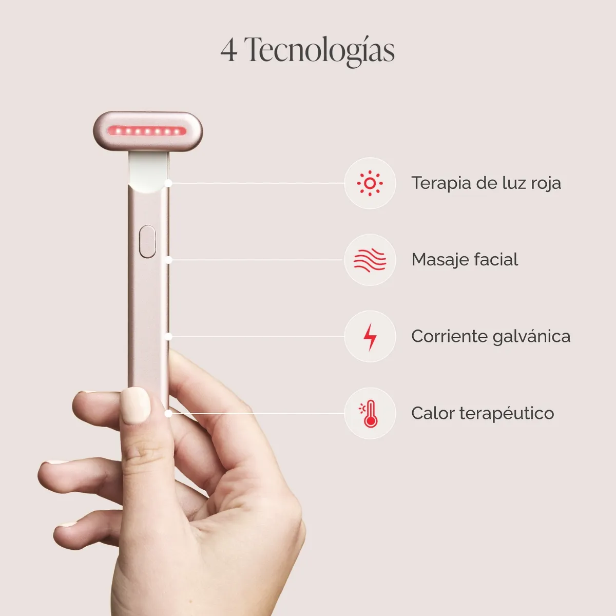 NUVA SKIN - Masajeador Facial Infinite Glow Nuva Skin Skincare Luz Roja