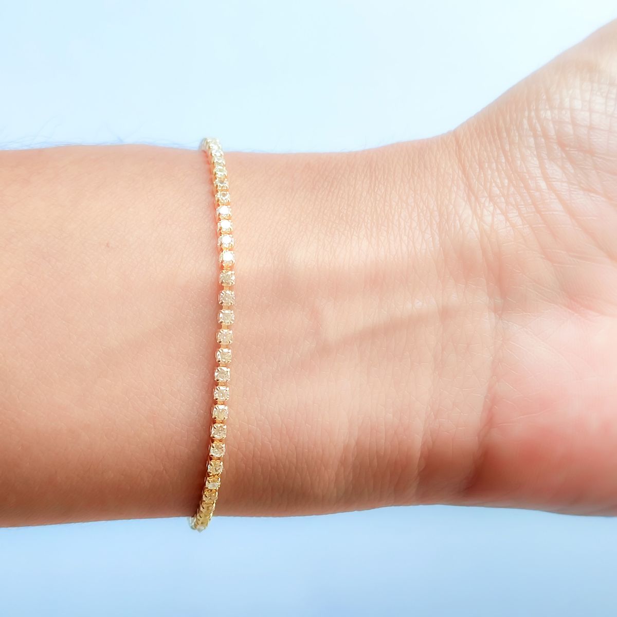 COGGIOLA - Pulsera Jazmín Circón Blanco Enchapado Oro 18K