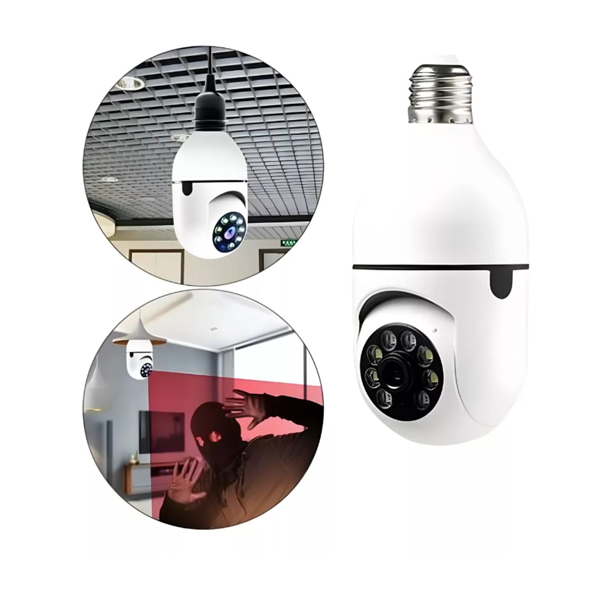 GENERICO - Cámara De Seguridad Tipo Ampolleta Panorámica Wifi 360