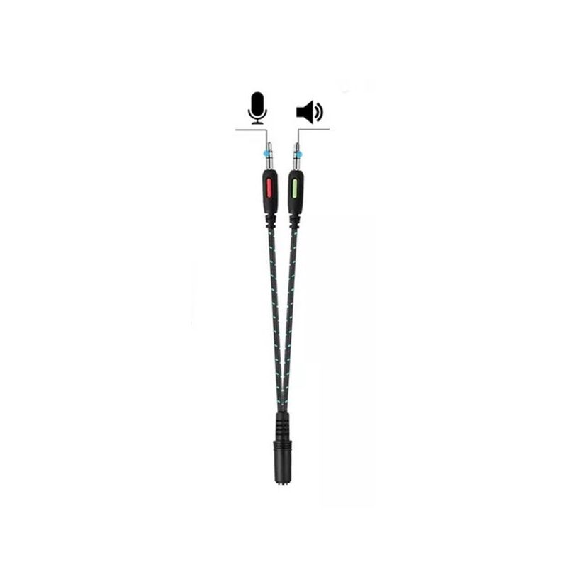 GENERICO - Splitter Audio/Micrófono Gamer 1 Jack Hembra a 2 Jack Machos