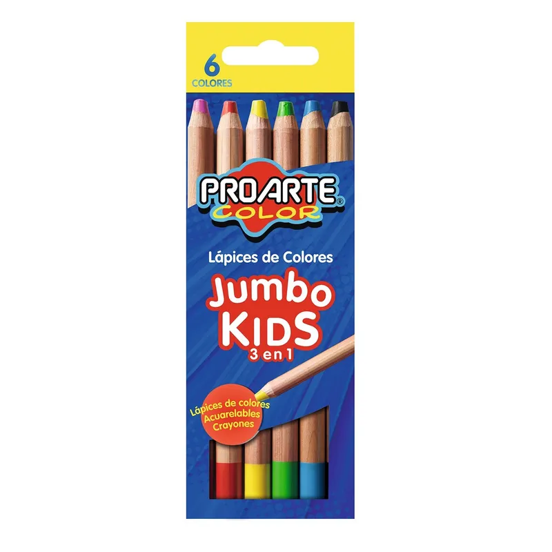 PROARTE - Lapices De Color Jumbo Redondo 6 Largos Proarte