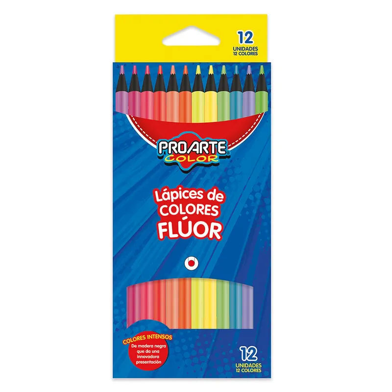 PROARTE - Lapices De Color Fluor 12 Largos Proarte