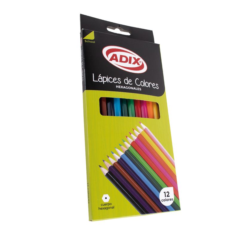 ADIX - Lapices de Colores 12 Colores Hexagonales Adix