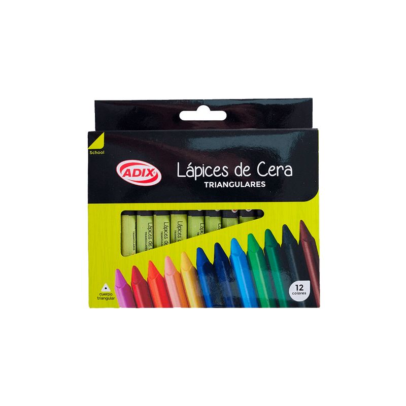ADIX - Lapices Cera Triangular 12 Colores Adix
