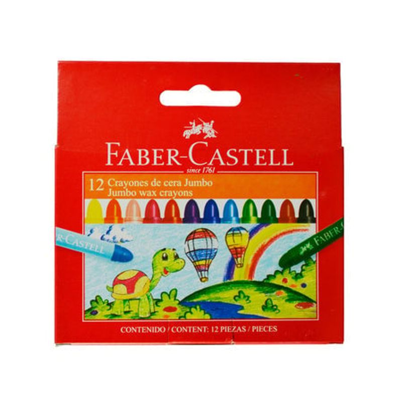 FABER-CASTELL - Crayones o Lapices de Cera Jumbo 12 Colores Faber Castell