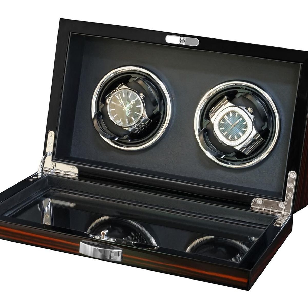 R24 - Caja Watch Winder Madera 2 Relojes Exhibidor Lujo