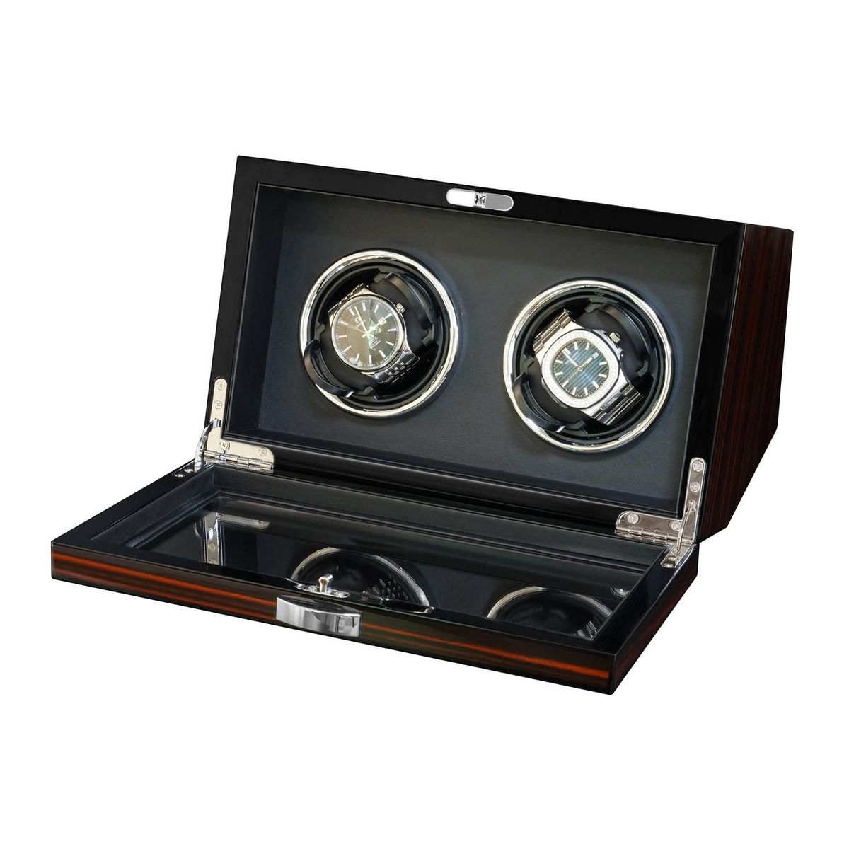 R24 - Caja Watch Winder Madera 2 Relojes Exhibidor Lujo