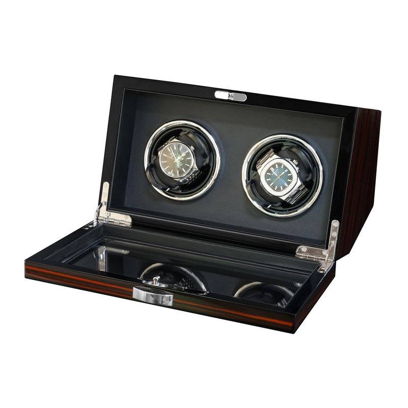 R24 - Caja Watch Winder Madera 2 Relojes Exhibidor Lujo