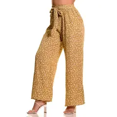 MPROPIA - Pantalón Palazzo Mujer Cintura Elasticada Casual Eventos Flores 091