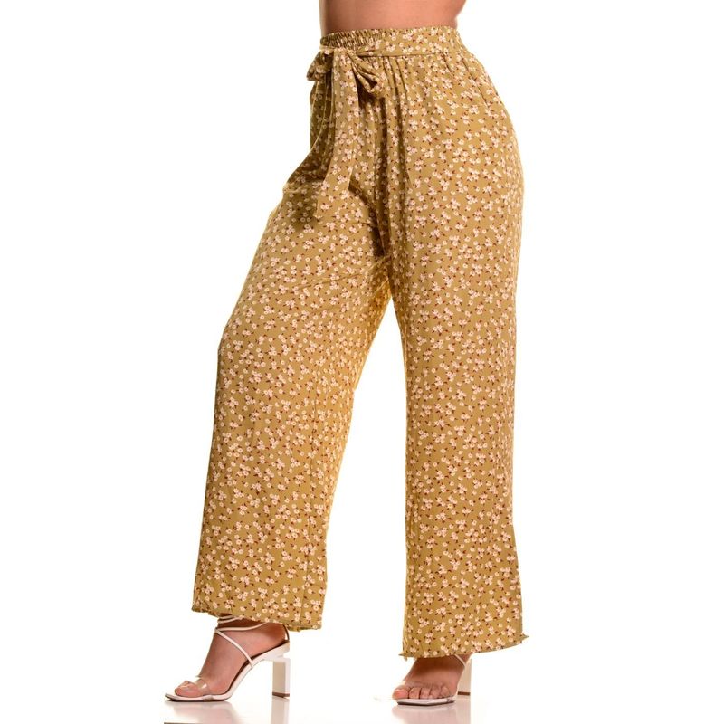 MPROPIA - Pantalón Palazzo Mujer Cintura Elasticada Casual Eventos Flores 091