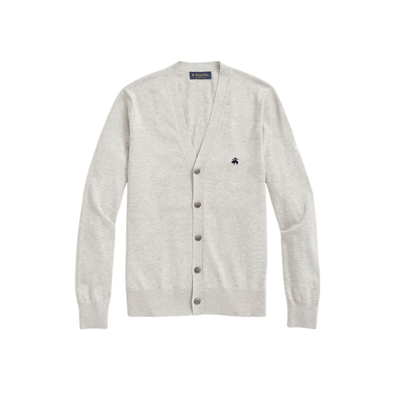 BROOKS BROTHERS - Sweater Hombre Supima Cotton Cardigan Logo Gris Brooks Brothers