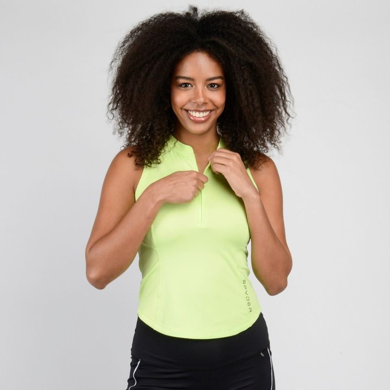SPYDER - Polera Sin Mangas Entrenamiento Mujer Spyder Trail Amarilla