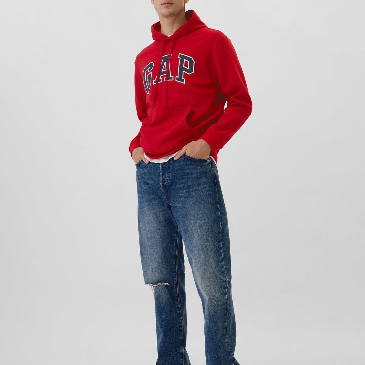 GAP - Polerón Logo Sin Cierre Hombre Rojo