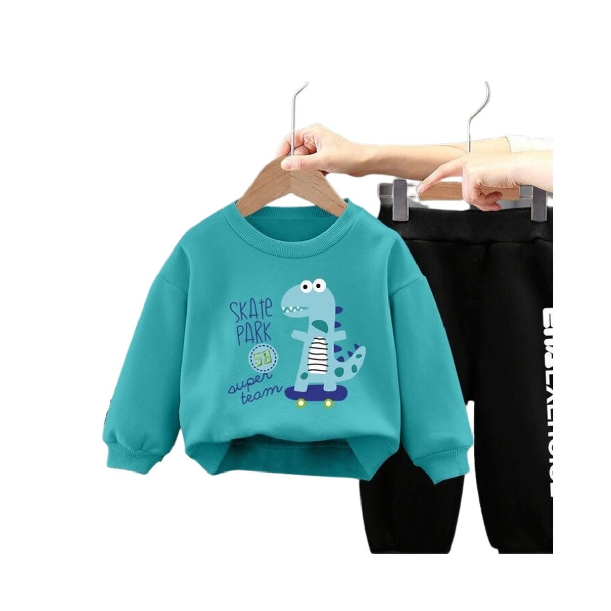 KIVARA - Buzo Niño Infantil Algodón 2 piezas Poleron Turquesa