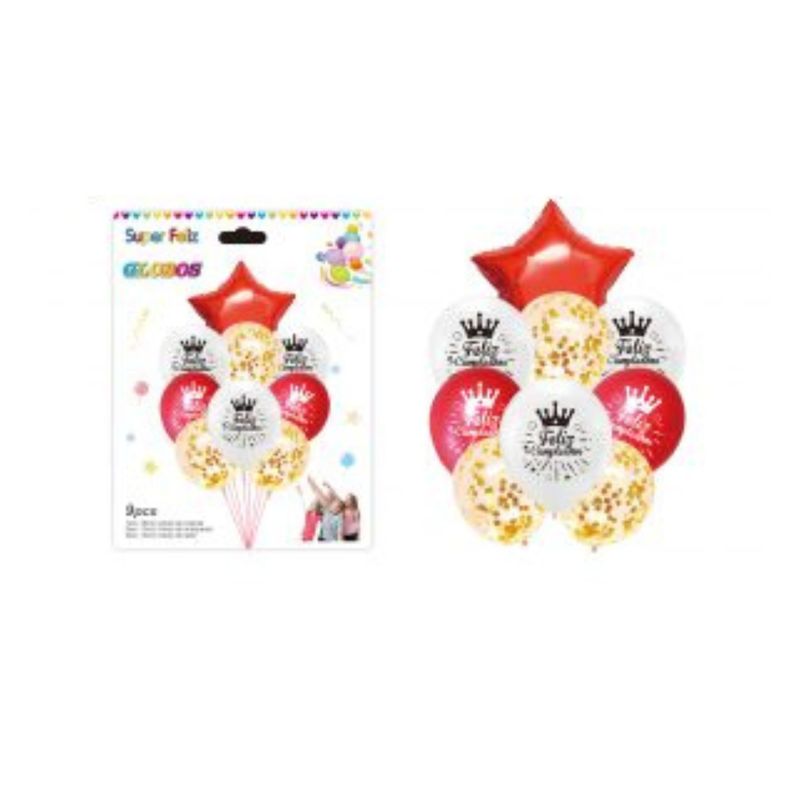 GENERICO - SET DE GLOBOS DE 9 PCS