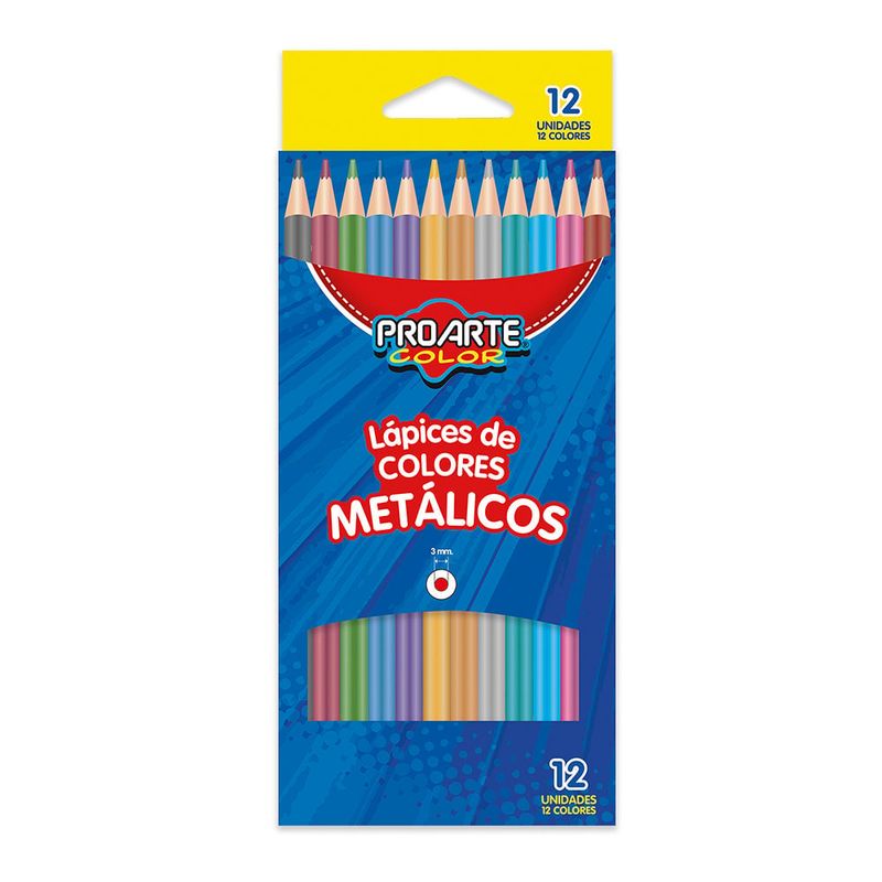 PROARTE - Lapices De Color Metalicos 12 Unidades Largos Proarte