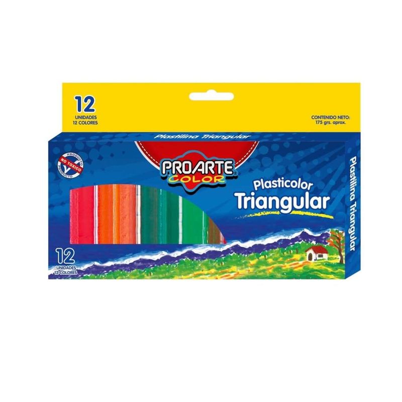 PROARTE - Plasticina Plasticolor 12 Colores Triangular Proarte