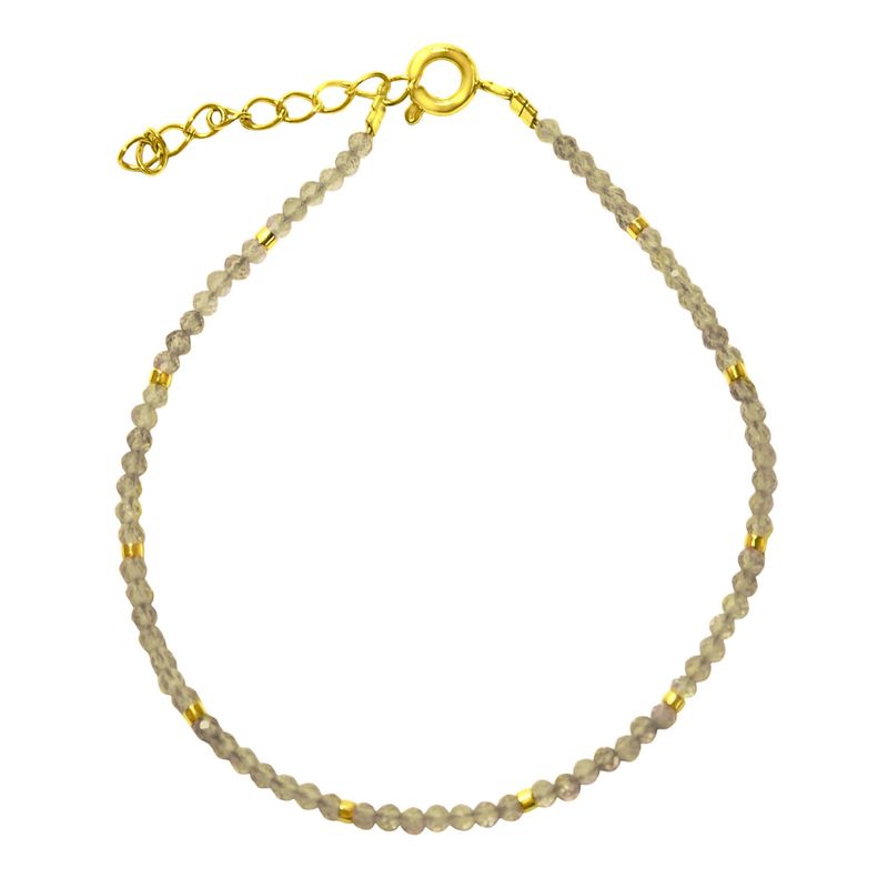ANDREA COGGIOLA JOYAS - Pulsera Topacio Fume Mostacilla Enchapado Oro 18K