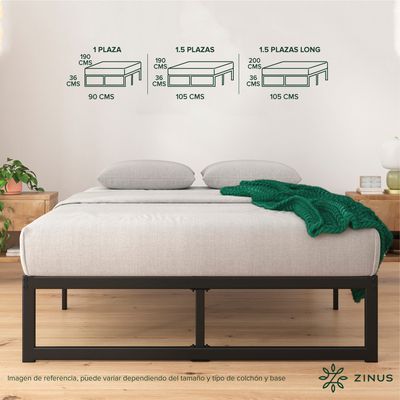 Imagen 2 del producto Cama Abel Colchón Espuma 2 Plazas Long 25cms