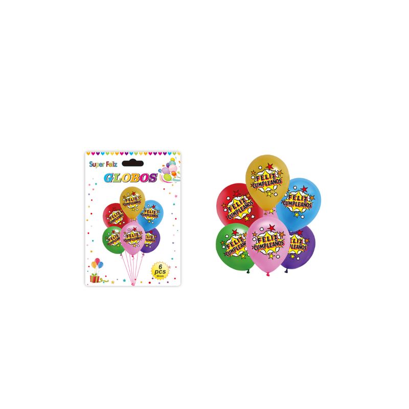GENERICO - SET DE GLOBOS DE 6 PCS 30 CM