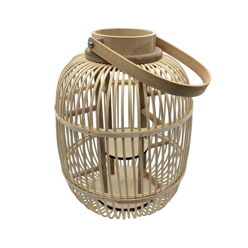 GENERICO - Candelabro De Bambu Natural Nordico Porta Vela Farol 40 CM