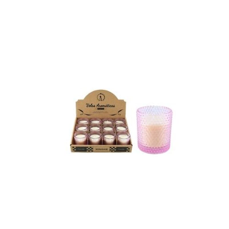 GENERICO - Vela Aromática En Vaso Rosado Transparente 6x5cm