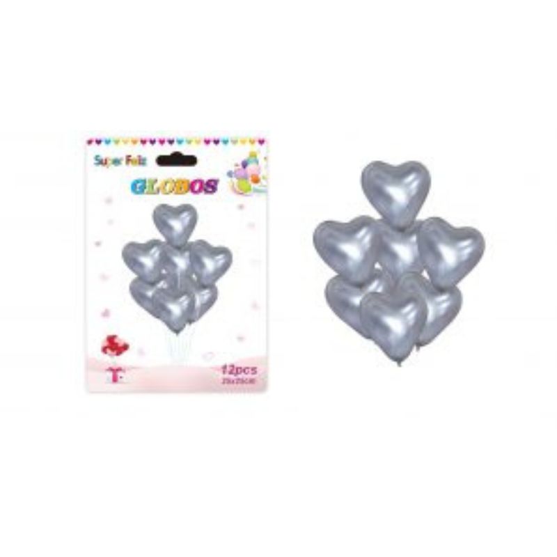 GENERICO - GLOBOS CORAZON 12 PCS 25 CM