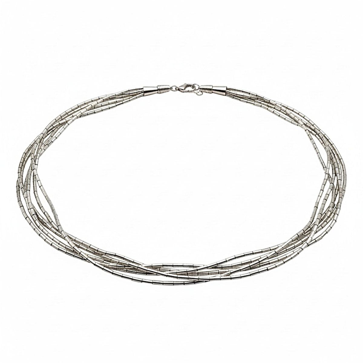 JOYAS MYTOKE - Collar Mostacillas 5 Vueltas Plata Fina 925 Clasica