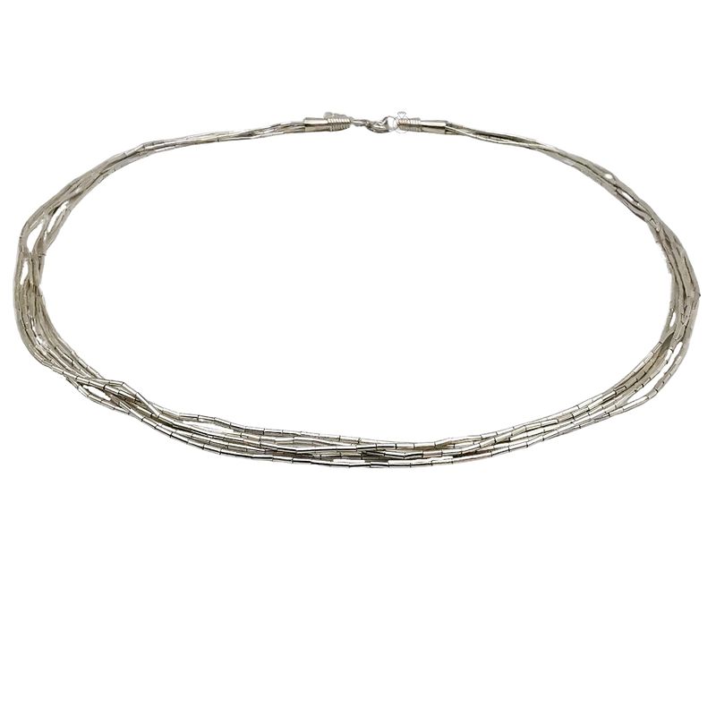 JOYAS MYTOKE - Collar Mostacilla 5 Vueltas Plata Fina 925 Mujer Clasica