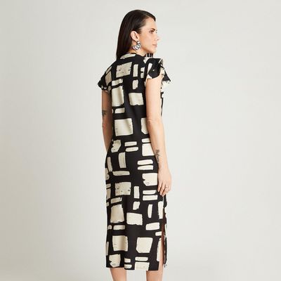 Imagen 2 del producto Vestido Maxi Crudo Manga Corta Cuello V