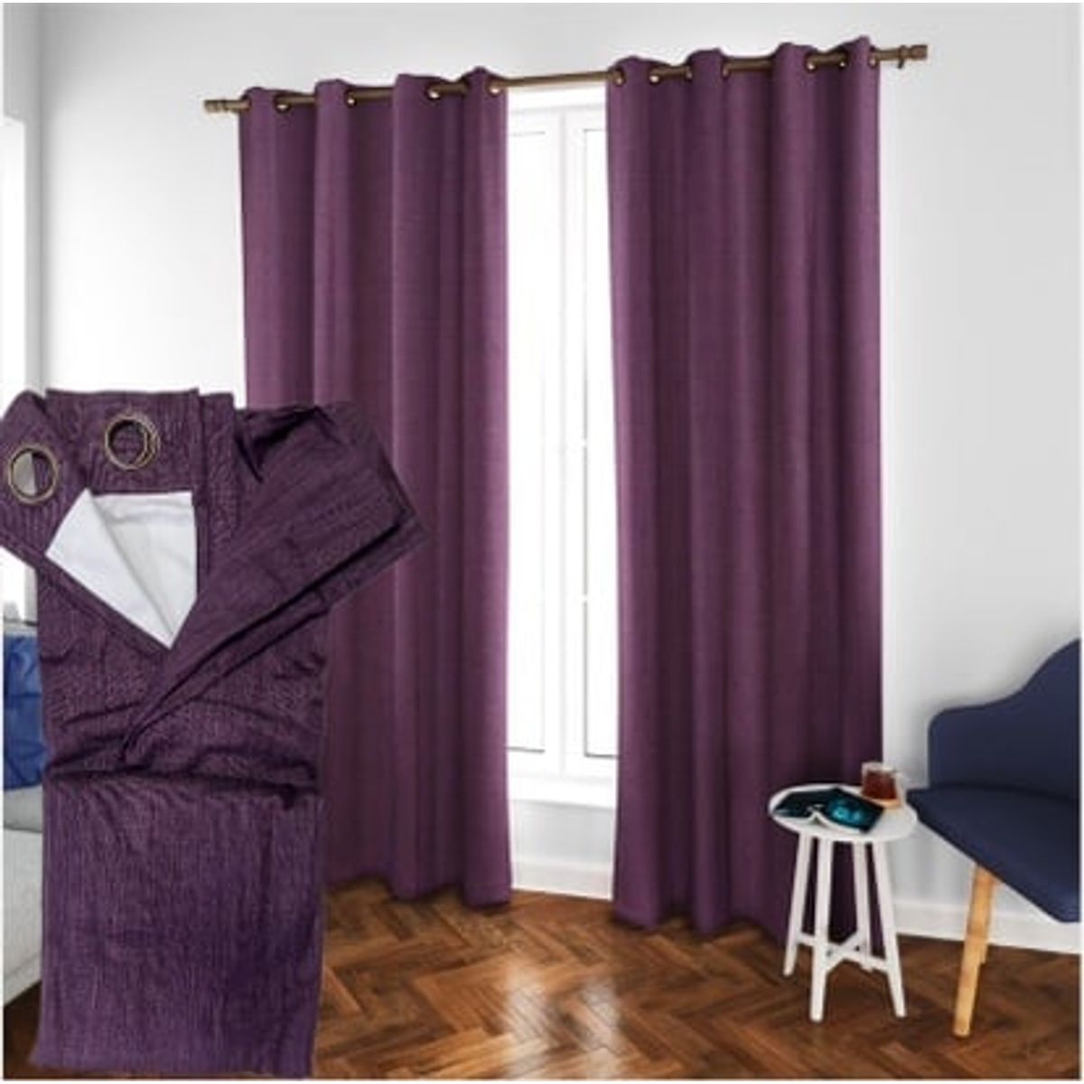 DIANA - Set Cortinas 2 Paños engomadas Texturizada 140X230CM MORADO
