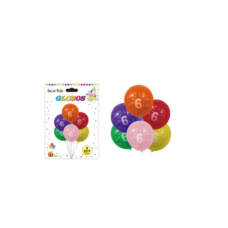GENERICO - SET DE GLOBOS 6 PCS 30 CM